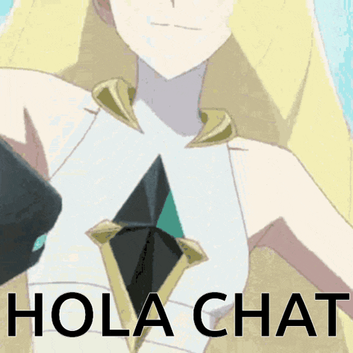 a close up of a woman 's chest with the words hola chat below her