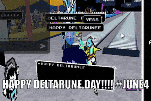 a screenshot of a video game that says happy deltarune day