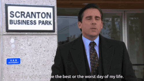 Theoffice Suspense GIF - Theoffice Suspense Today Will Either Be The Best Or The Worst Day Of My Life GIFs