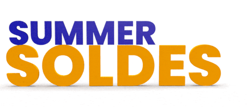 a sign that says summer soldes in blue and yellow letters