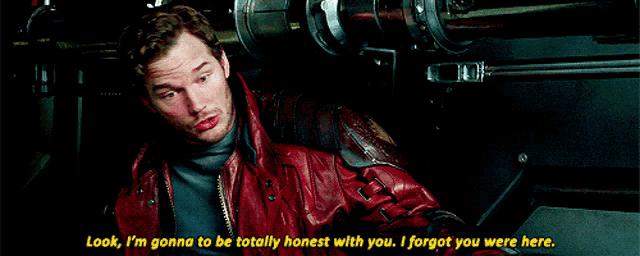 a man in a red jacket says look i 'm gonna to be totally honest with you