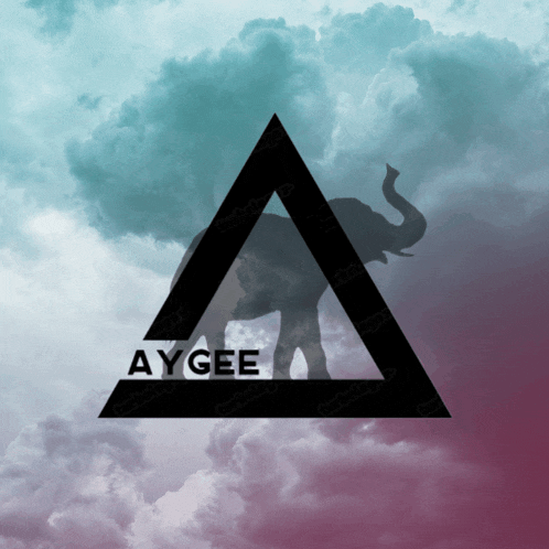 an elephant in a triangle with the word aygee below it