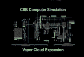 a computer simulation of vapor cloud expansion is displayed