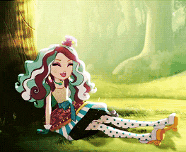 a cartoon character is sitting under a tree in the grass
