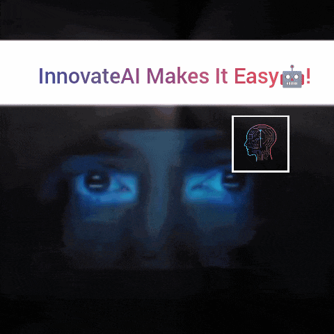 a poster that says innovateal makes it easy with a picture of a person 's eyes