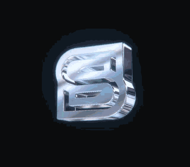 a silver letter s on a dark background