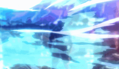 a person is swimming in a pool of blue water