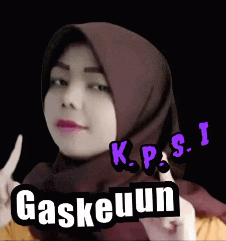 a woman wearing a hijab is giving a thumbs up with the words gaskeuun written below her