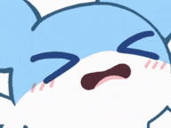 a close up of a cartoon character 's face with a sad expression .