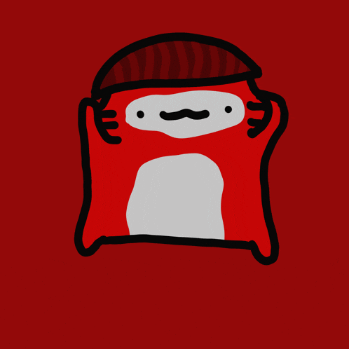a drawing of a red cat with a hat on