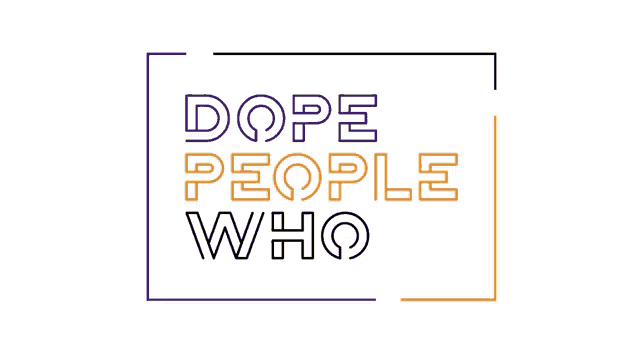 a logo that says dope people who in a purple frame