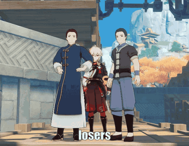 a group of cartoon characters standing next to each other with the word losers on the bottom left