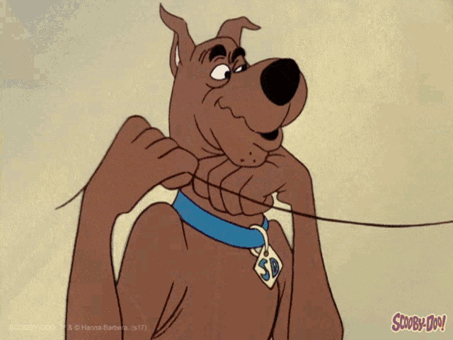 a cartoon of scooby doo eating a stack of food