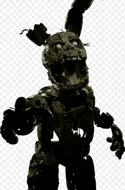 a creepy looking bunny with its mouth open is standing on a white background