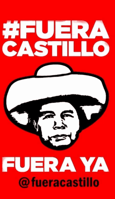 a red poster with a man wearing a sombrero and the words fuera castillo fuera ya