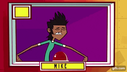 a cartoon character with the name mike on it