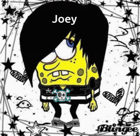 a cartoon of spongebob wearing a black and white outfit and a skull and crossbones belt .