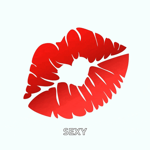 a red lip print with the word sexy under it