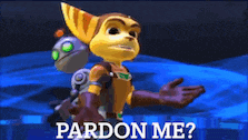ratchet from the video game ratchet & clank is asking for forgiveness
