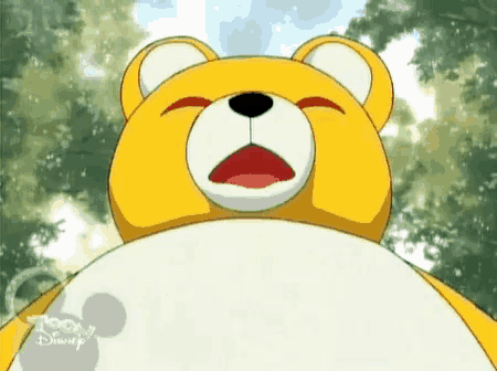 a cartoon teddy bear with a disney logo on the bottom right
