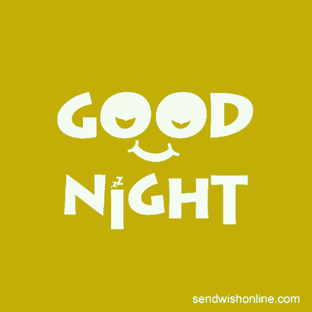 a yellow background with the words good night written in white