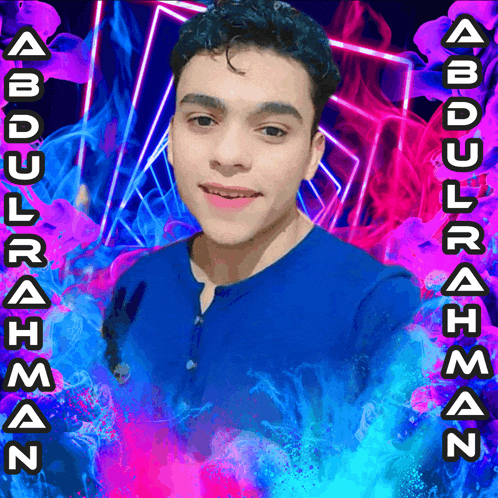 a portrait of a young man with the name abdulrahman on it