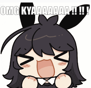 a cartoon of a girl with bunny ears says omg kyaaaa