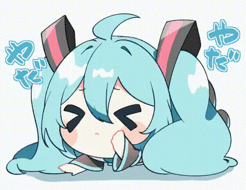 a cartoon drawing of hatsune miku with a sad face