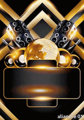 a poster with a disco ball speakers and bottles of alcohol