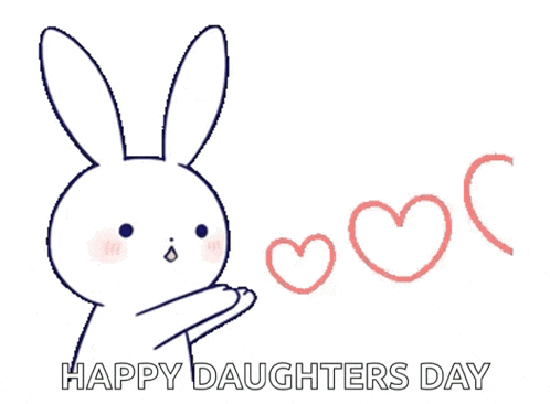 a drawing of a bunny with hearts coming out of it and the words happy daughters day