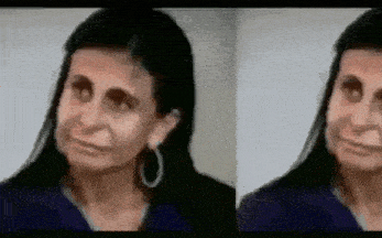 a woman with long black hair and hoop earrings is making a face .
