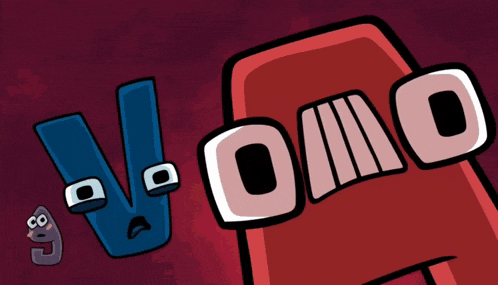 a cartoon drawing of two letters v and o