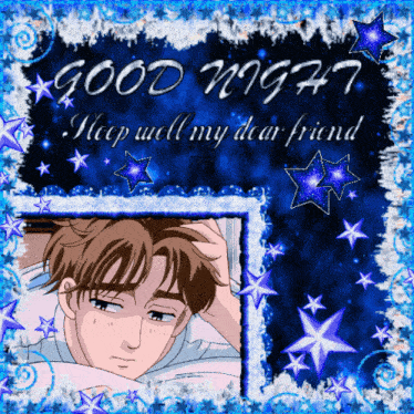 a good night message with a picture of a man