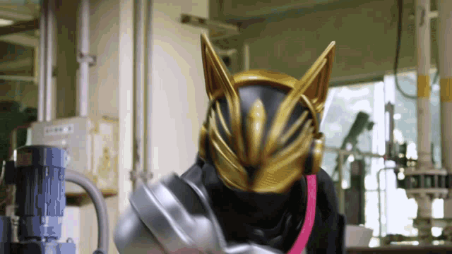 a person wearing a mask that looks like a cat with ears