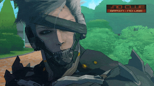 a video game character with the words no club brain no use on the bottom