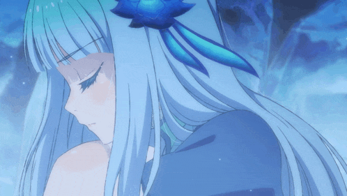 a girl with long white hair has a flower in her hair