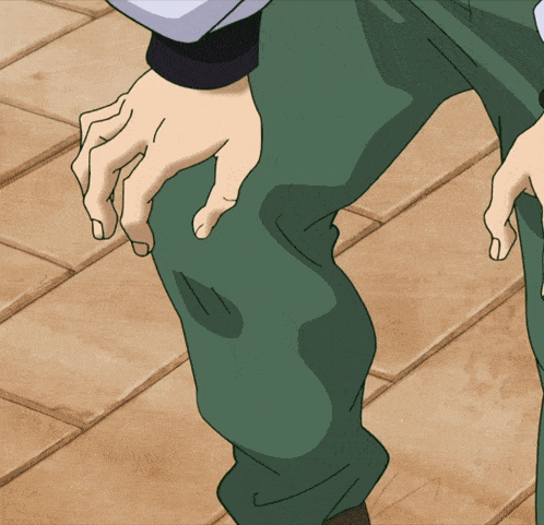 a person 's knee is shown in a cartoon with their hand on it