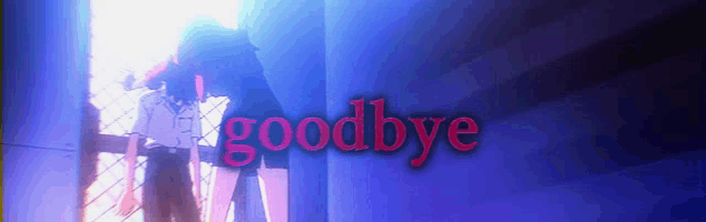 a blue background with the word goodbye in red
