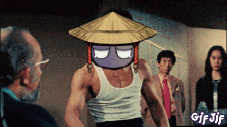 a gif of a man wearing a hat with a purple face and the words gif jif below him