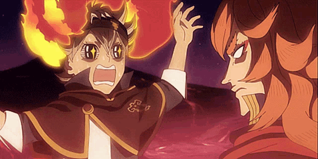 a cartoon character with a flame coming out of his head is standing next to another character