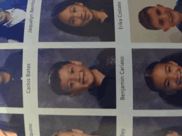 a picture of a boy and a girl with the names carlos bates and benjamin cariaso