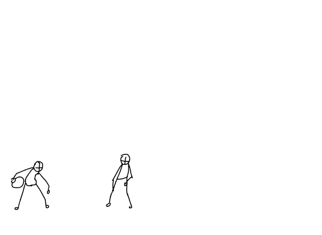 three stick figures are standing next to each other and one of them says " such "