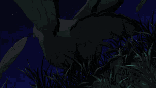 a drawing of a bird flying over a grassy field