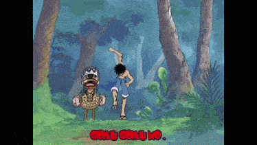 a cartoon of luffy and a monkey d luffy in the jungle