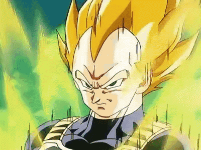 a close up of a dragon ball z character 's face with yellow hair