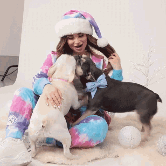 Playing With Dogs Rosanna Pansino GIF - Playing With Dogs Rosanna Pansino Dogs Kissing GIFs