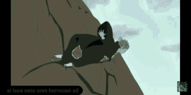 a cartoon of a person laying on a rock with the words si lees esto eres hermoso xd below them