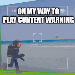 on my way to play content warning is written on a video game screen