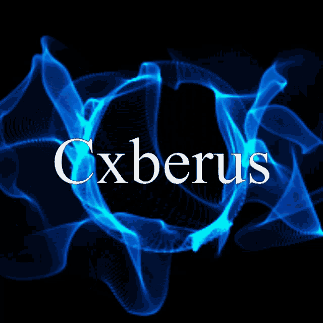 the word cxberus is on a blue background