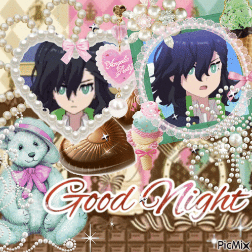 a picture of a teddy bear with the words good night